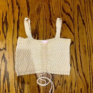 Pink lily, crochet, crop top, size medium